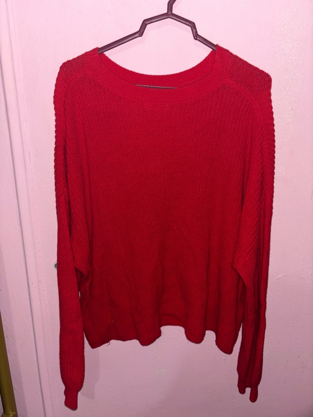 Women’s Red Knit Crewneck Sweater